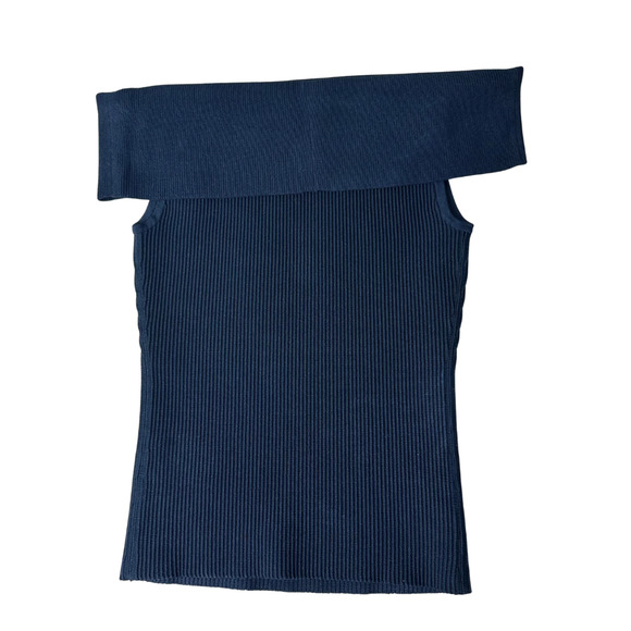 Aritzia Babaton Sculpt Knit Off Shoulder Top Womens Small Black Ribbed Bodycon - Picture 2 of 5